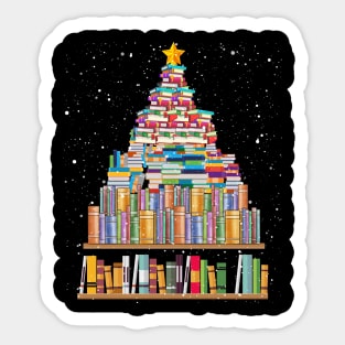 Merry Christmas Library Tree Gift For Book Lover Librarian Sticker